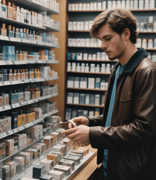 Man browsing products